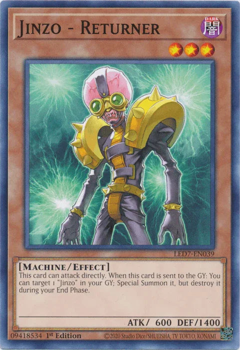 1st Edition, Common, Dark, Effect Monster, Legendary Duelists: Rage of Ra, Machine, Unlimited Jinzo - Returner [LED7-EN039] Common - Trading Card World