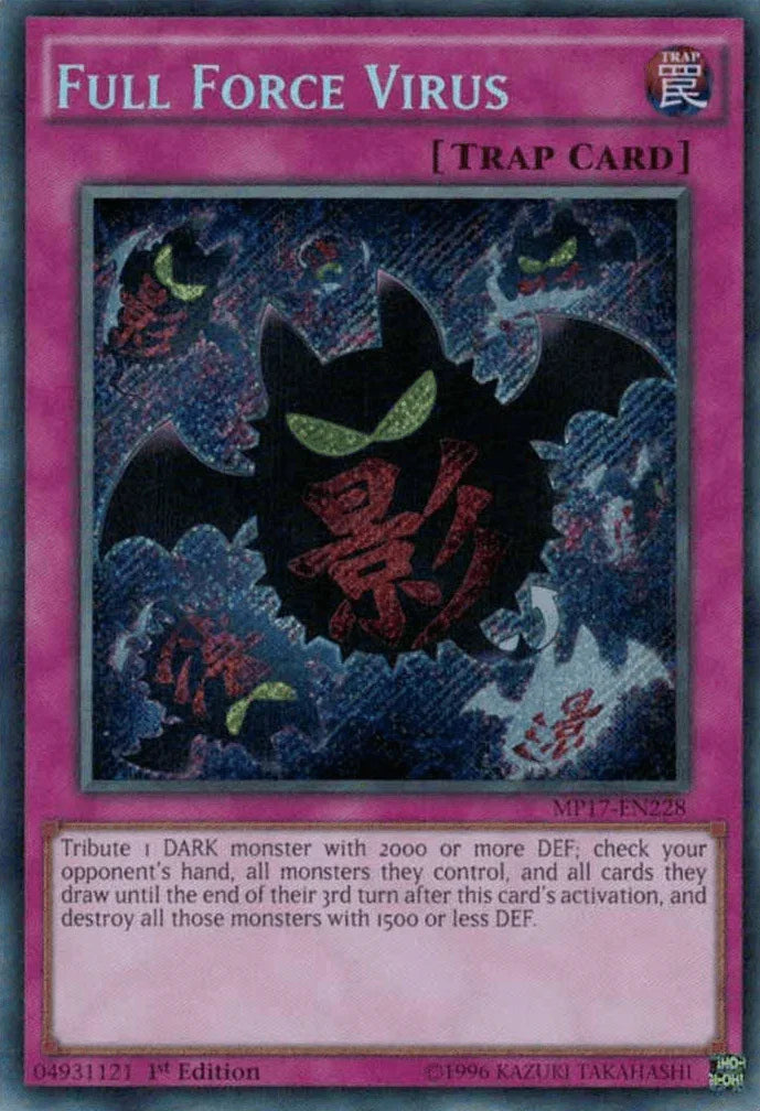 1st Edition, 2017 Mega-Tins Mega Pack, Normal Trap, Secret Rare, Trap Full Force Virus [MP17-EN228] Secret Rare - Trading Card World