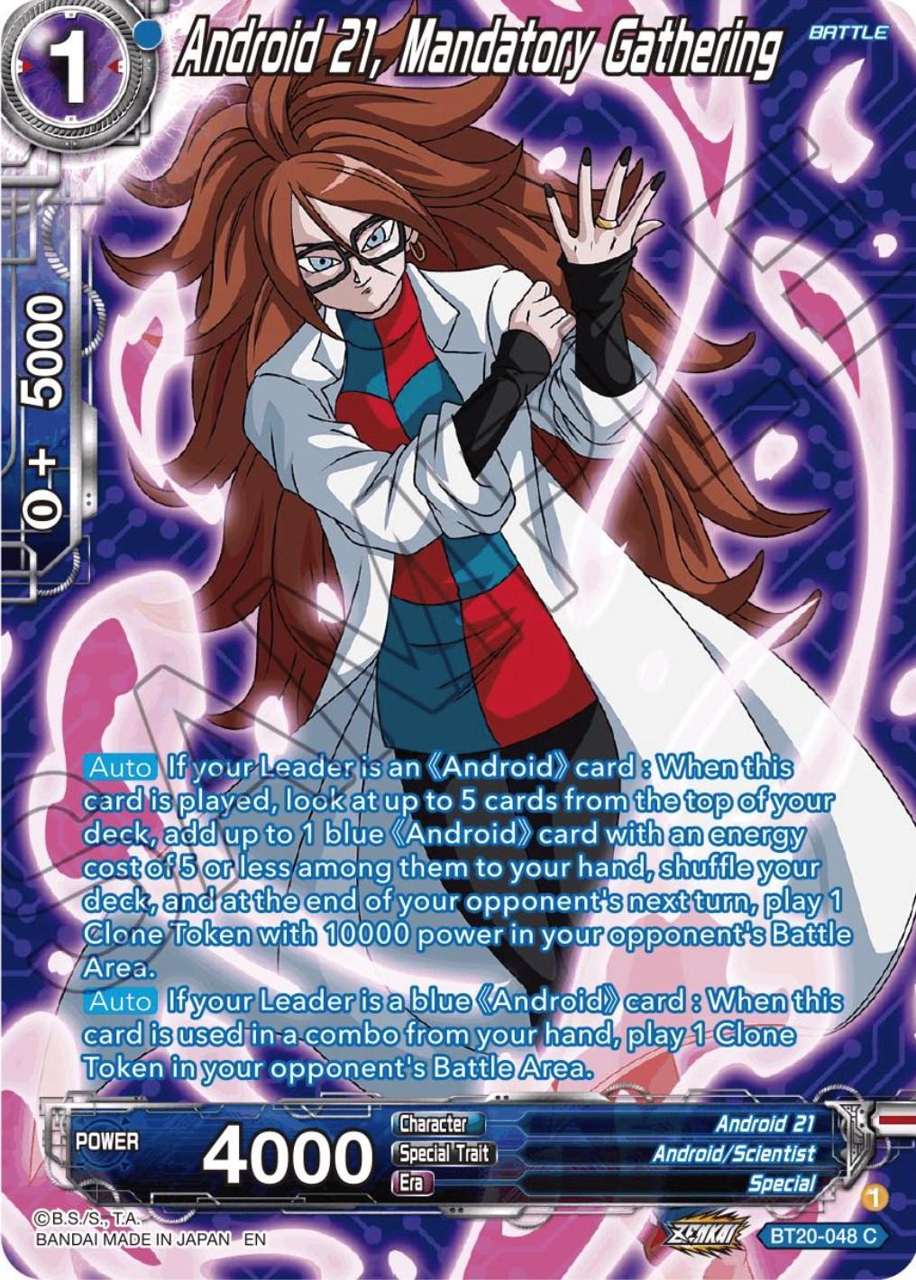 Android 21, Android/Scientist, Battle, Blue, BT20-048, Common, Parallel Foil, Power Absorbed, Special Android 21, Mandatory Gathering (Silver Foil) (BT20-048) [Power Absorbed] - Trading Card World