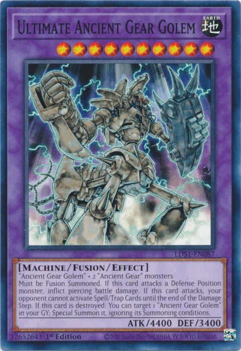 1st Edition, Common, Earth, Fusion/Effect Monster, Legendary Duelists: Season 1, Machine Ultimate Ancient Gear Golem [LDS1-EN087] Common - Trading Card World