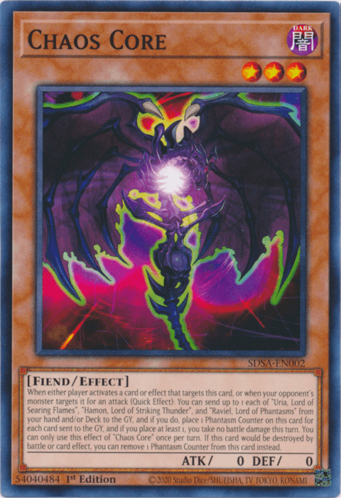 1st Edition, Common, Dark, Effect Monster, Fiend, Structure Deck: Sacred Beasts Chaos Core [SDSA-EN002] Common - Trading Card World