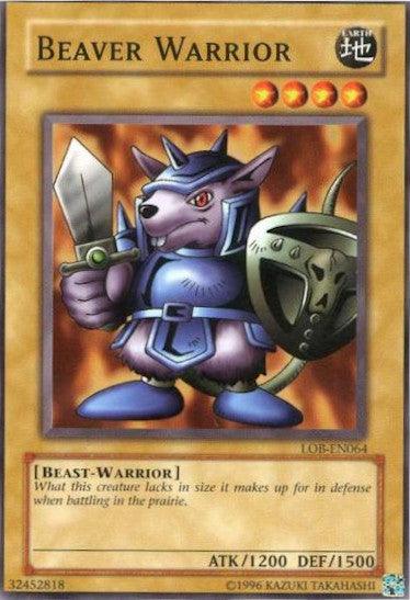 Beast-Warrior, Common, Earth, Normal Monster, The Legend of Blue Eyes White Dragon, Unlimited Beaver Warrior [LOB-EN064] Common - Trading Card World