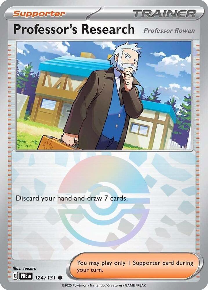 124, Common, Holofoil, Scarlet & Violet: Prismatic Evolutions, Supporter Professor's Research (124/131) [Professor Rowan] (Poke Ball Pattern) [Scarlet & Violet: Prismatic Evolutions] - Trading Card World