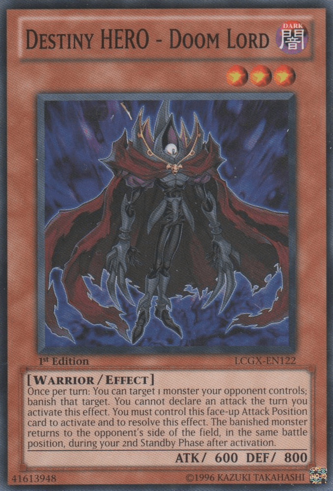 1st Edition, Common, Dark, Effect Monster, Legendary Collection 2, Unlimited, Warrior Destiny HERO - Doom Lord [LCGX-EN122] Common - Trading Card World