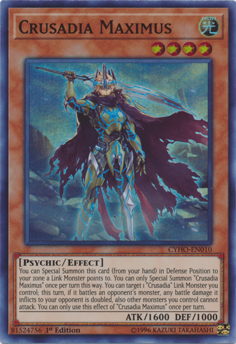 1st Edition, Cybernetic Horizon, Effect Monster, Light, Psychic, Super Rare, Unlimited Crusadia Maximus [CYHO-EN010] Super Rare - Trading Card World