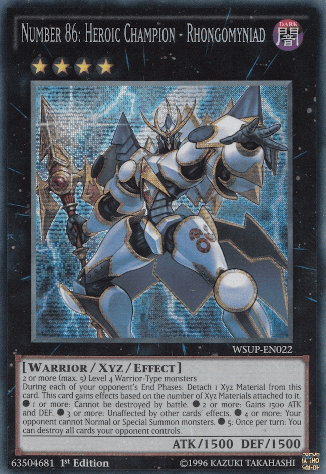 1st Edition, Dark, Secret Rare, Warrior, World Superstars, Xyz/Effect Monster Number 86: Heroic Champion - Rhongomyniad [WSUP-EN022] Secret Rare - Trading Card World