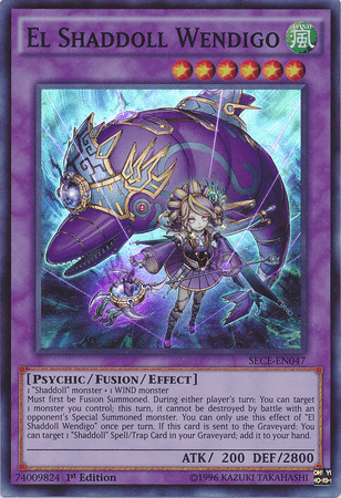 1st Edition, Fusion/Effect Monster, Psychic, Secrets of Eternity, Super Rare, Unlimited, Wind El Shaddoll Wendigo [SECE-EN047] Super Rare - Trading Card World