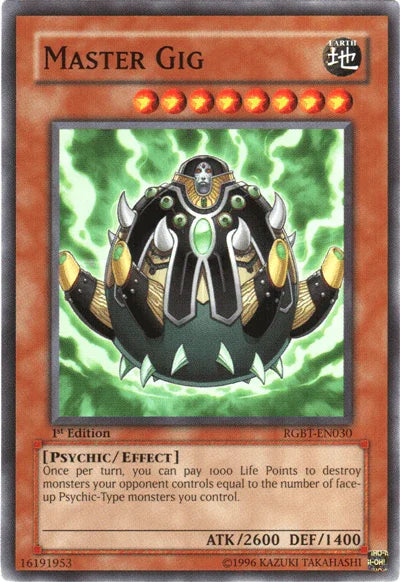 1st Edition, Common, Earth, Effect Monster, Psychic, Raging Battle, Unlimited Master Gig [RGBT-EN030] Common - Trading Card World