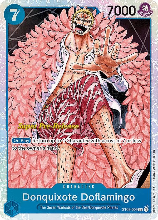 Character, Donquixote Pirates, Starter Decks, Super Pre-Release Starter Deck: The Seven Warlords of the Sea, Super Rare, The Seven Warlords of the Sea Donquixote Doflamingo [Super Pre-Release Starter Deck: The Seven Warlords of the Sea] - Trading Card World