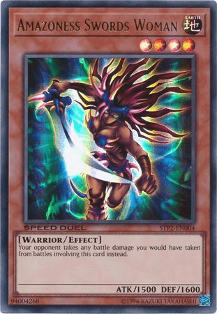 Earth, Effect Monster, Speed Duel: Tournament Pack 2, Ultra Rare, Unlimited, Warrior Amazoness Swords Woman [STP2-EN004] Ultra Rare - Trading Card World