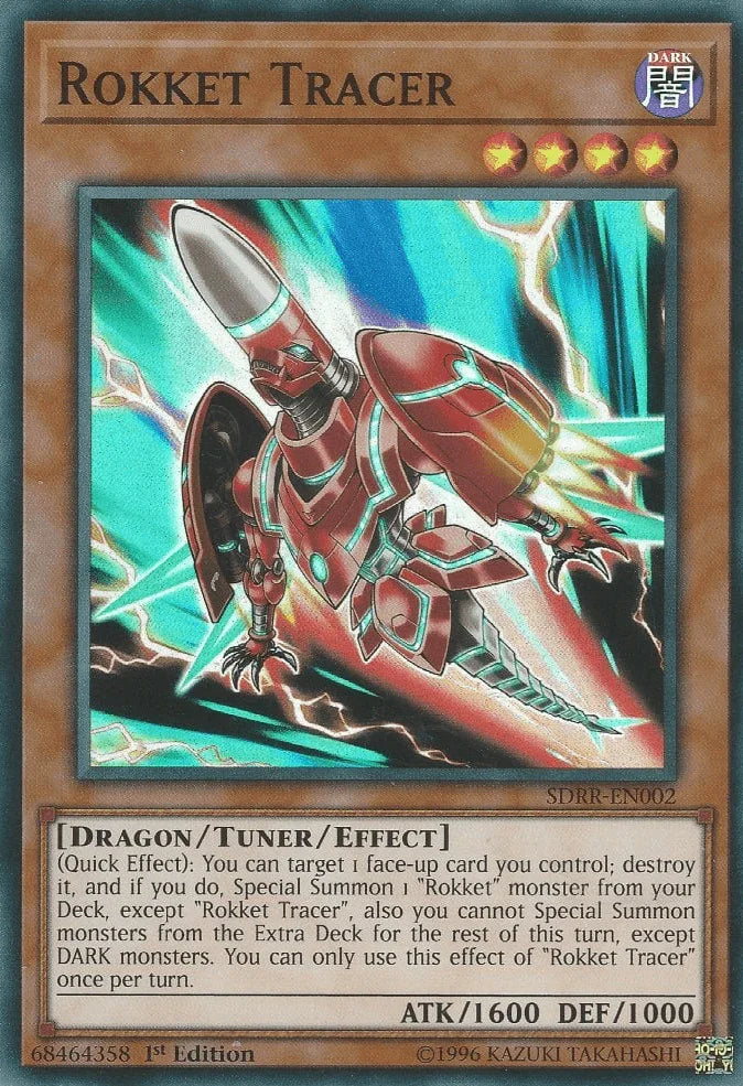 1st Edition, Dark, Dragon, Structure Deck: Rokket Revolt, Super Rare, Tuner/Effect Monster Rokket Tracer [SDRR-EN002] Super Rare - Trading Card World