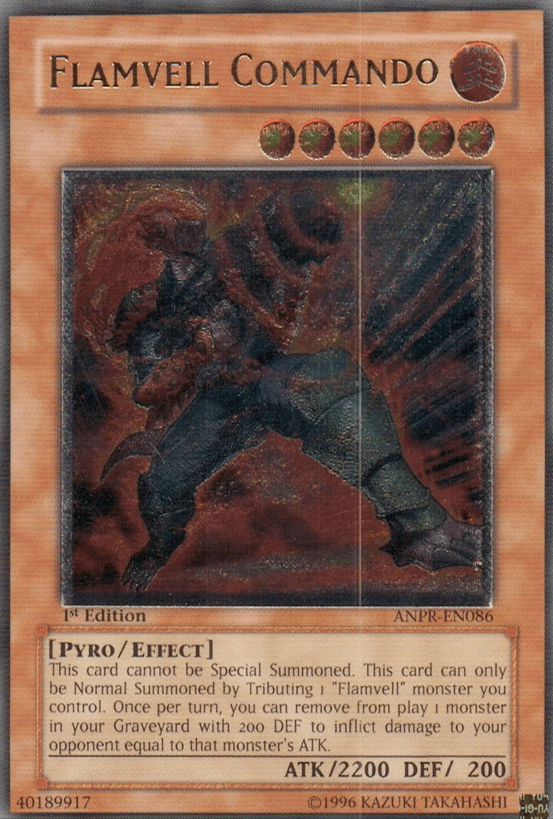 1st Edition, Ancient Prophecy, Effect Monster, Fire, Pyro, Ultimate Rare, Unlimited Flamvell Commando (UTR) [ANPR-EN086] Ultimate Rare - Trading Card World