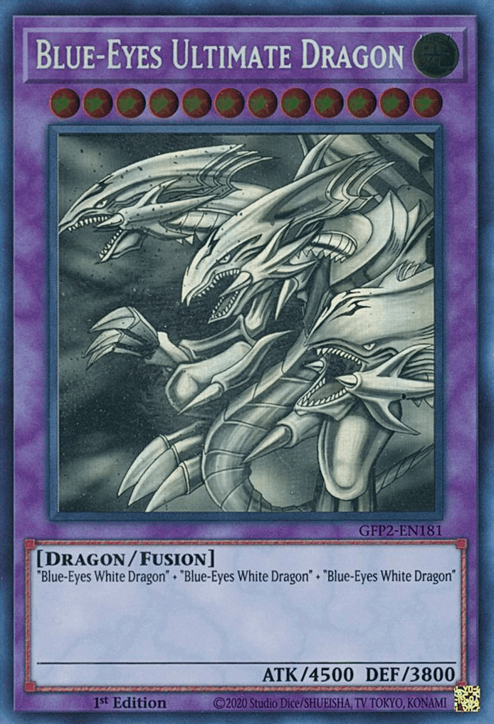 1st Edition, Dragon, Fusion Monster, Ghost Rare, Ghosts From the Past: The 2nd Haunting, Light Blue-Eyes Ultimate Dragon [GFP2-EN181] Ghost Rare - Trading Card World