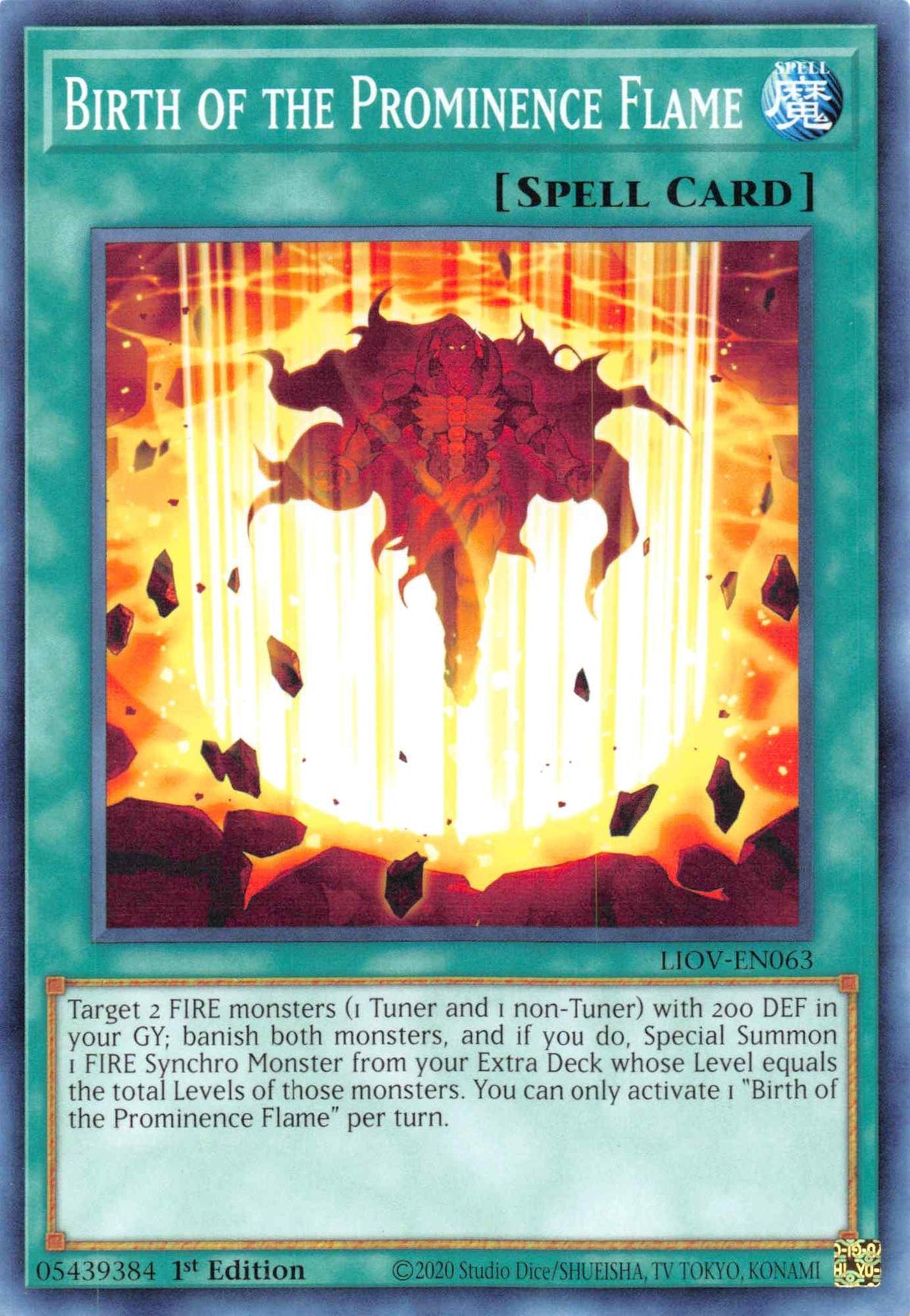 1st Edition, Common, Lightning Overdrive, Normal Spell, Spell Birth of the Prominence Flame [LIOV-EN063] Common - Trading Card World