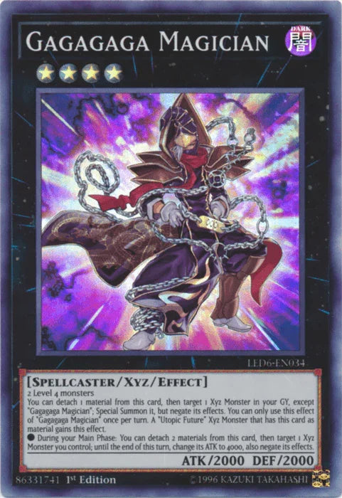 1st Edition, Dark, Legendary Duelists: Magical Hero, Spellcaster, Super Rare, Unlimited, Xyz/Effect Monster Gagagaga Magician [LED6-EN034] Super Rare - Trading Card World