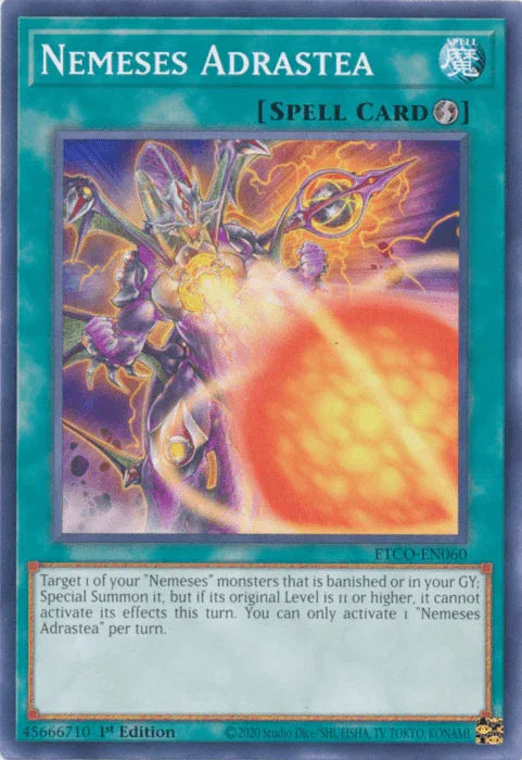 1st Edition, Common, Eternity Code, Quick Play Spell, Spell Nemeses Adrastea [ETCO-EN060] Common - Trading Card World