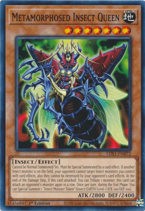 1st Edition, Common, Earth, Effect Monster, Insect, Legendary Duelists: Season 1 Metamorphosed Insect Queen [LDS1-EN072] Common - Trading Card World