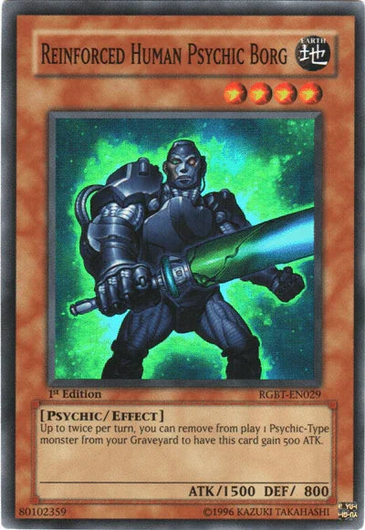 1st Edition, Earth, Effect Monster, Psychic, Raging Battle, Super Rare, Unlimited Reinforced Human Psychic Borg [RGBT-EN029] Super Rare - Trading Card World