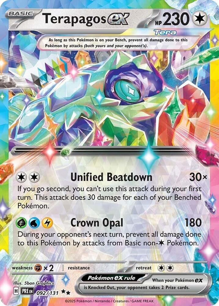 092, Colorless, Double Rare, Fighting [x2], Holofoil, Scarlet & Violet: Prismatic Evolutions Terapagos ex (092/131) [Scarlet & Violet: Prismatic Evolutions] - Trading Card World