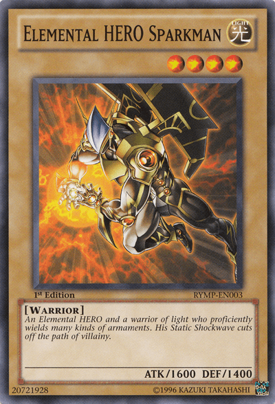 1st Edition, Common, Light, Normal Monster, Ra Yellow Mega Pack, Unlimited, Warrior Elemental HERO Sparkman [RYMP-EN003] Common - Trading Card World