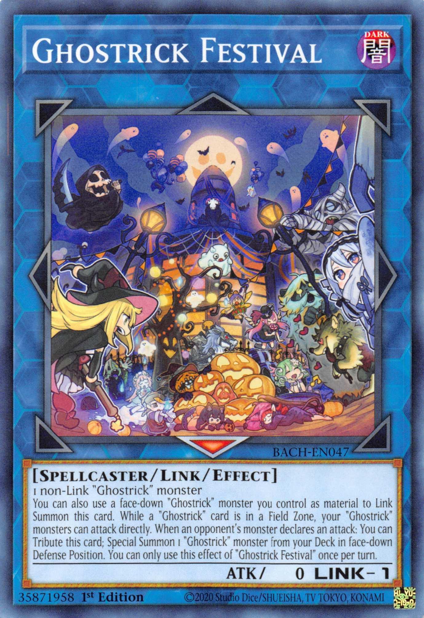 1st Edition, Battle of Chaos, Common, Dark, Link/Effect Monster, Spellcaster Ghostrick Festival [BACH-EN047] Common - Trading Card World