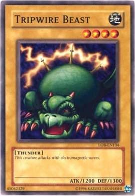 Common, Earth, Normal Monster, The Legend of Blue Eyes White Dragon, Thunder, Unlimited Tripwire Beast [LOB-EN104] Common - Trading Card World