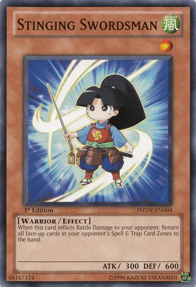 1st Edition, Common, Effect Monster, Photon Shockwave, Unlimited, Warrior, Wind Stinging Swordsman [PHSW-EN004] Common - Trading Card World