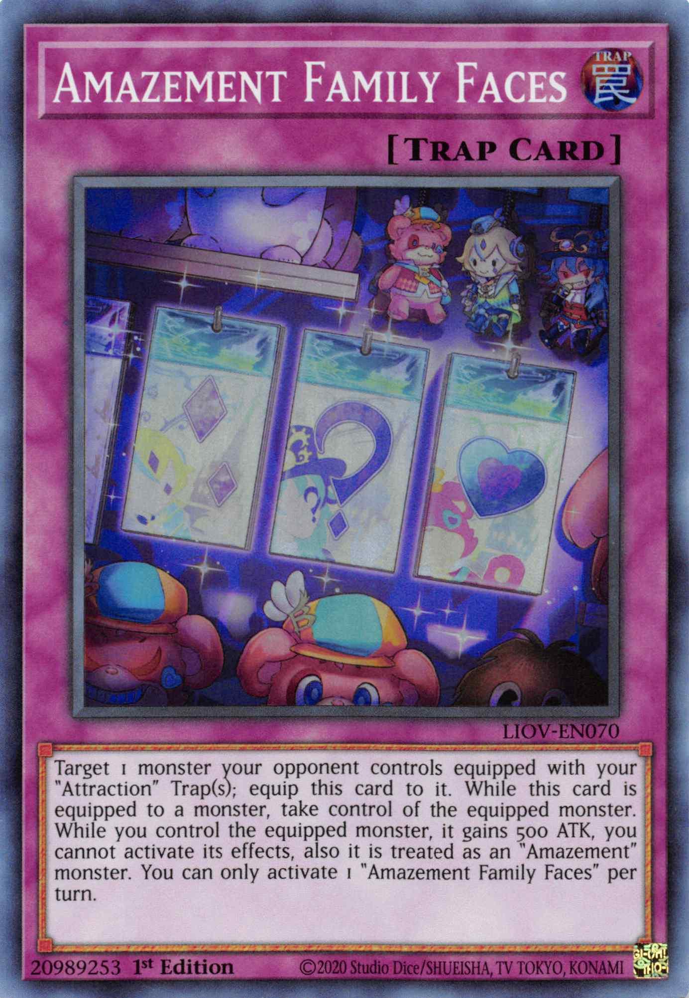 1st Edition, Lightning Overdrive, Normal Trap, Super Rare, Trap Amazement Family Faces [LIOV-EN070] Super Rare - Trading Card World