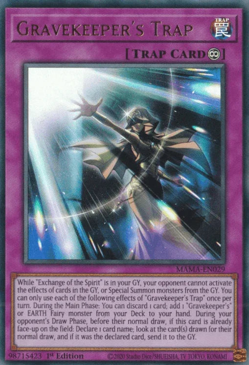 1st Edition, Continuous Trap, Magnificent Mavens, Trap, Ultra Rare Gravekeeper's Trap [MAMA-EN029] Ultra Rare - Trading Card World
