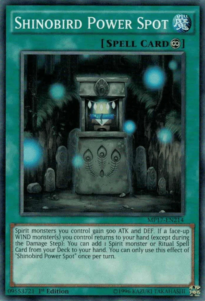 1st Edition, 2017 Mega-Tins Mega Pack, Common, Continuous Spell, Spell Shinobird Power Spot [MP17-EN214] Common - Trading Card World
