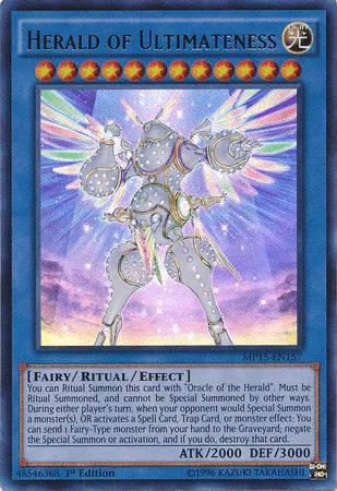 1st Edition, 2015 Mega-Tins Mega Pack, Fairy, Light, Ritual/Effect Monster, Ultra Rare Herald of Ultimateness [MP15-EN157] Ultra Rare - Trading Card World