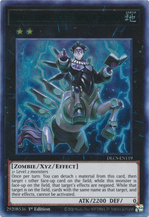1st Edition, Dragons of Legend: The Complete Series, Earth, Ultra Rare, Xyz/Effect Monster, Zombie Number 45: Crumble Logos the Prophet of Demolition (Green) [DLCS-EN119] Ultra Rare - Trading Card World