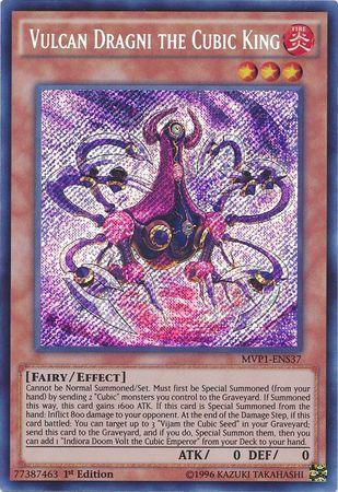 1st Edition, Effect Monster, Fairy, Fire, Secret Rare, The Dark Side of Dimensions Movie Pack: Secret Edition Vulcan Dragni the Cubic King [MVP1-ENS37] Secret Rare - Trading Card World