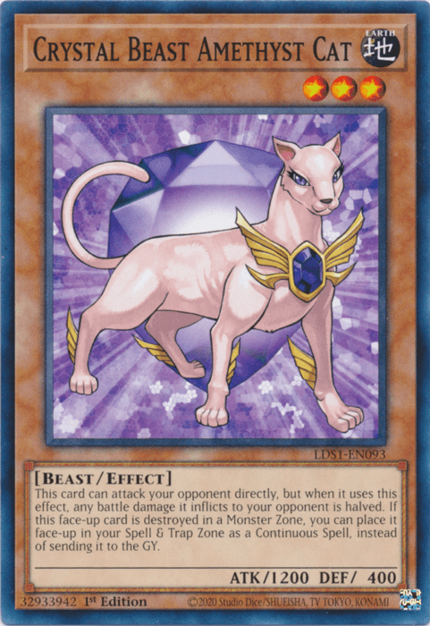 1st Edition, Beast, Common, Earth, Effect Monster, Legendary Duelists: Season 1 Crystal Beast Amethyst Cat [LDS1-EN093] Common - Trading Card World