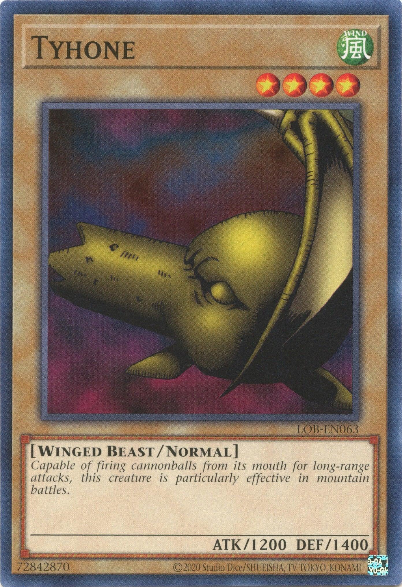 Common, Legend of Blue Eyes White Dragon (25th Anniversary Edition), Normal Monster, Unlimited, Wind, Winged Beast Tyhone (25th Anniversary) [LOB-EN063] Common - Trading Card World