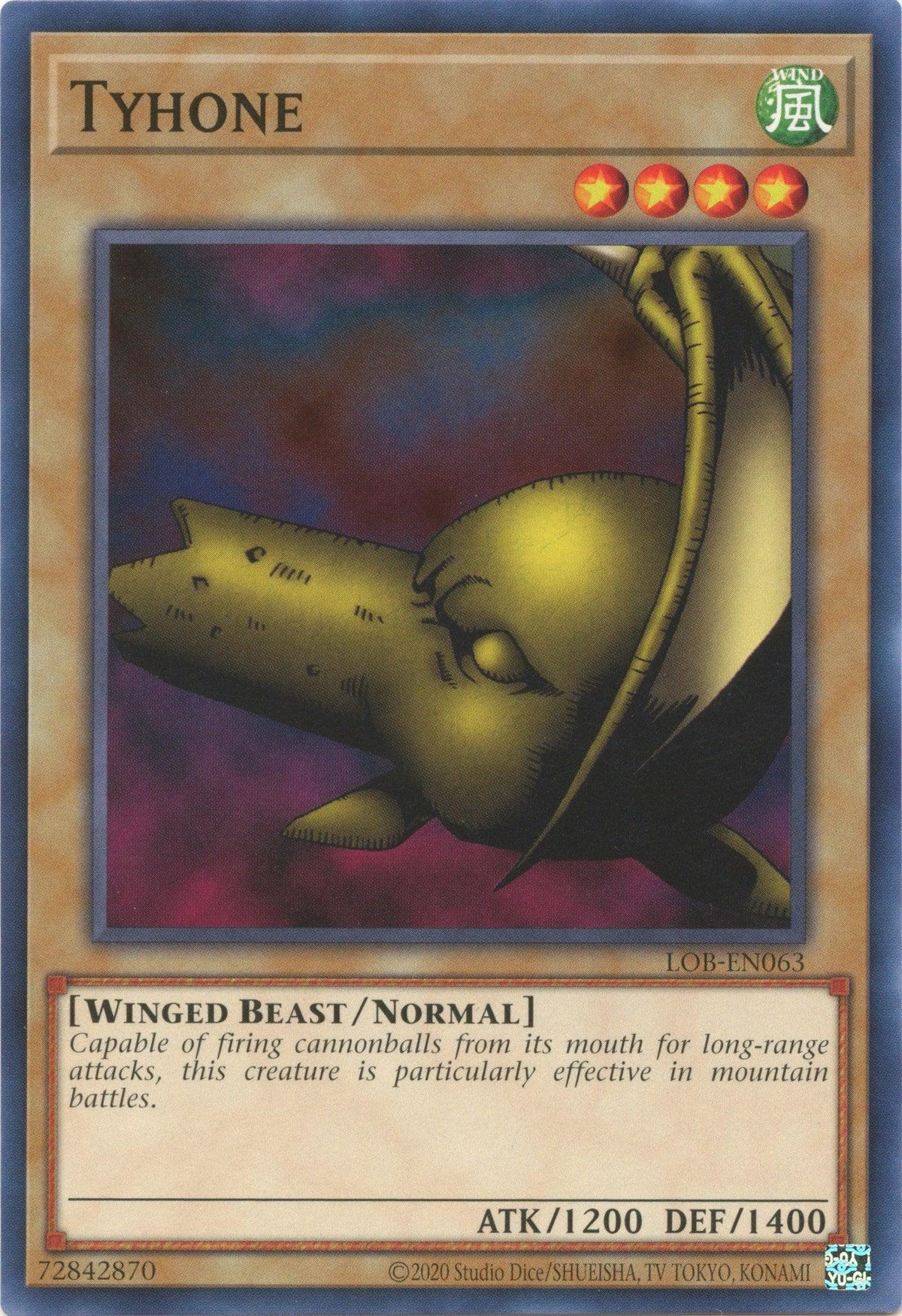 Common, Legend of Blue Eyes White Dragon (25th Anniversary Edition), Normal Monster, Unlimited, Wind, Winged Beast Tyhone (25th Anniversary) [LOB-EN063] Common - Trading Card World