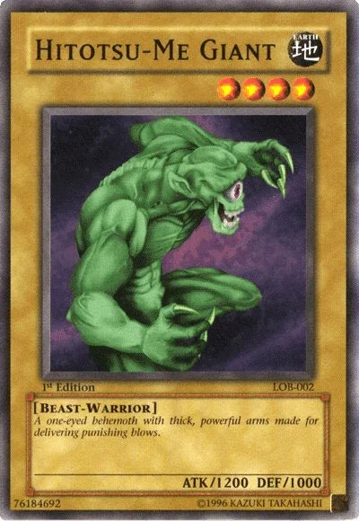 1st Edition, Beast-Warrior, Common, Earth, Normal Monster, The Legend of Blue Eyes White Dragon, Unlimited Hitotsu-Me Giant [LOB-002] Common - Trading Card World