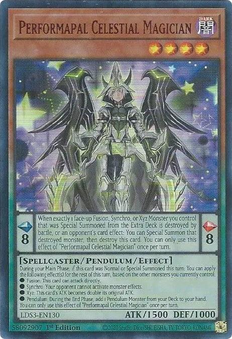 1st Edition, Dark, Legendary Duelists: Season 3, Pendulum/Effect Monster, Spellcaster, Ultra Rare Performapal Celestial Magician (Red) [LDS3-EN130] Ultra Rare - Trading Card World