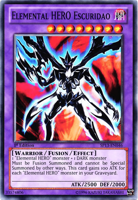 1st Edition, Common, Dark, Fusion/Effect Monster, Star Pack 2013, Unlimited, Warrior Elemental Hero Escuridao [SP13-EN046] Common - Trading Card World