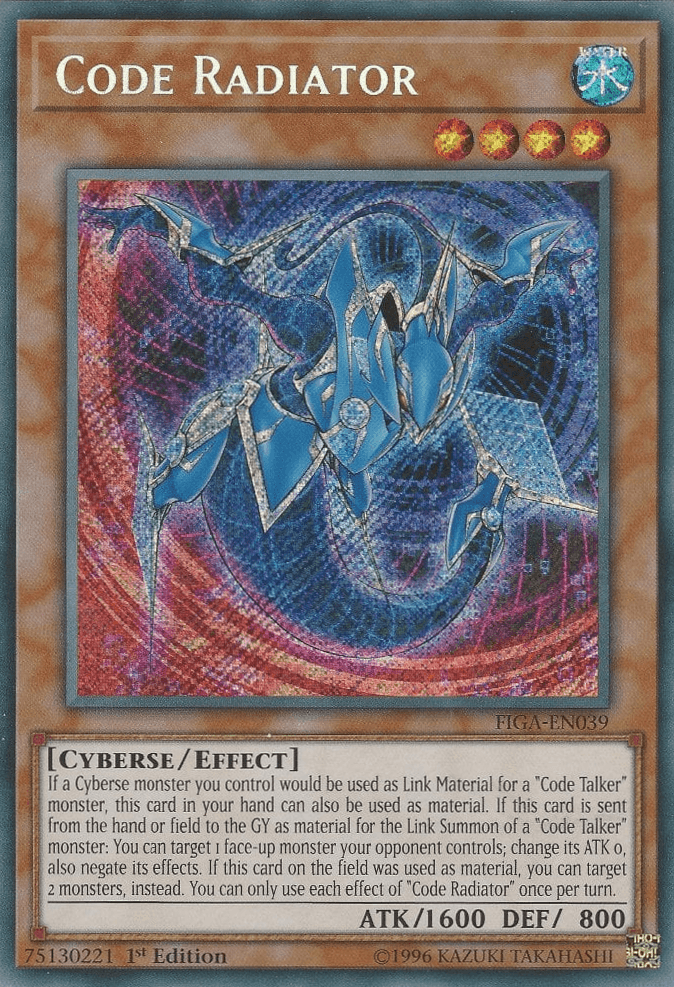 1st Edition, Cyberse, Effect Monster, Fists of the Gadgets, Secret Rare, Water Code Radiator [FIGA-EN039] Secret Rare - Trading Card World