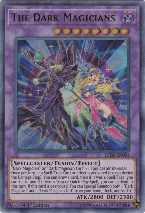 1st Edition, Dark, Fusion/Effect Monster, Legendary Duelists: Magical Hero, Spellcaster, Ultra Rare, Unlimited The Dark Magicians [LED6-EN001] Ultra Rare - Trading Card World