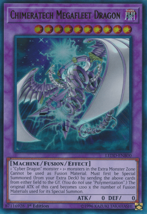 1st Edition, Dark, Fusion/Effect Monster, Legendary Dragon Decks, Machine, Ultra Rare Chimeratech Megafleet Dragon [LEDD-ENB00] Ultra Rare - Trading Card World
