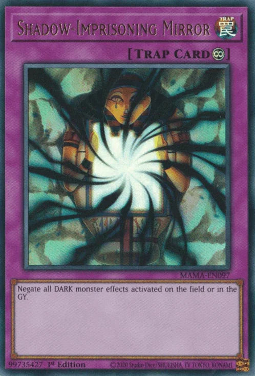 1st Edition, Continuous Trap, Magnificent Mavens, Trap, Ultra Rare Shadow-Imprisoning Mirror [MAMA-EN097] Ultra Rare - Trading Card World