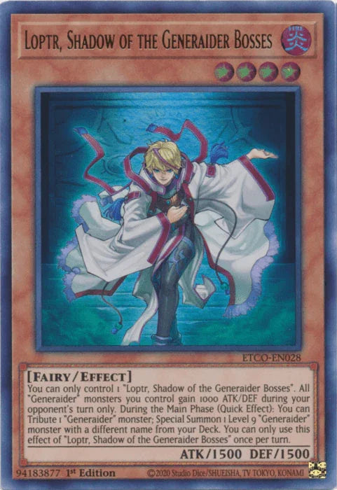 1st Edition, Effect Monster, Eternity Code, Fairy, Fire, Ultra Rare Loptr, Shadow of the Generaider Bosses [ETCO-EN028] Ultra Rare - Trading Card World