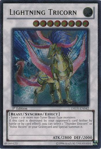 1st Edition, Beast, Duelist Revolution, Light, Synchro/Effect Monster, Ultimate Rare, Unlimited Lightning Tricorn [DREV-EN042] Ultimate Rare - Trading Card World