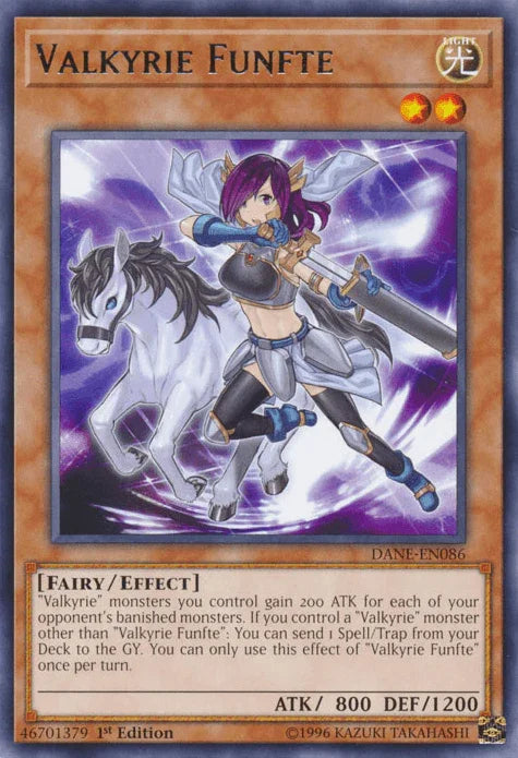 1st Edition, Dark Neostorm, Effect Monster, Fairy, Light, Rare, Unlimited Valkyrie Funfte [DANE-EN086] Rare - Trading Card World