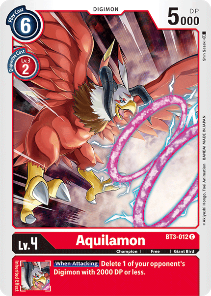 BT3-012, Champion, Common, Digimon, Free, Giant Bird, Red, Release Special Booster Ver.1.5 Aquilamon [BT3-012] [Release Special Booster Ver.1.5] - Trading Card World