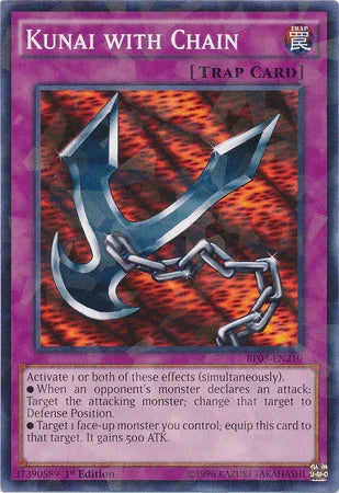 1st Edition, Battle Pack 3: Monster League, Normal Trap, Shatterfoil Rare, Trap Kunai with Chain [BP03-EN210] Shatterfoil Rare - Trading Card World