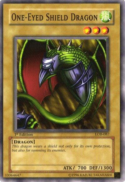 1st Edition, Common, Dragon, Normal Monster, The Legend of Blue Eyes White Dragon, Unlimited, Wind One-Eyed Shield Dragon [LOB-087] Common - Trading Card World