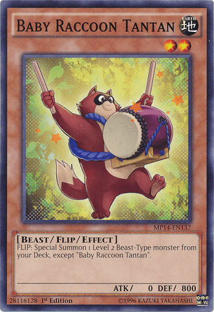 1st Edition, 2014 Mega-Tins Mega Pack, Beast, Common, Earth, Flip/Effect Monster Baby Raccoon Tantan [MP14-EN137] Common - Trading Card World